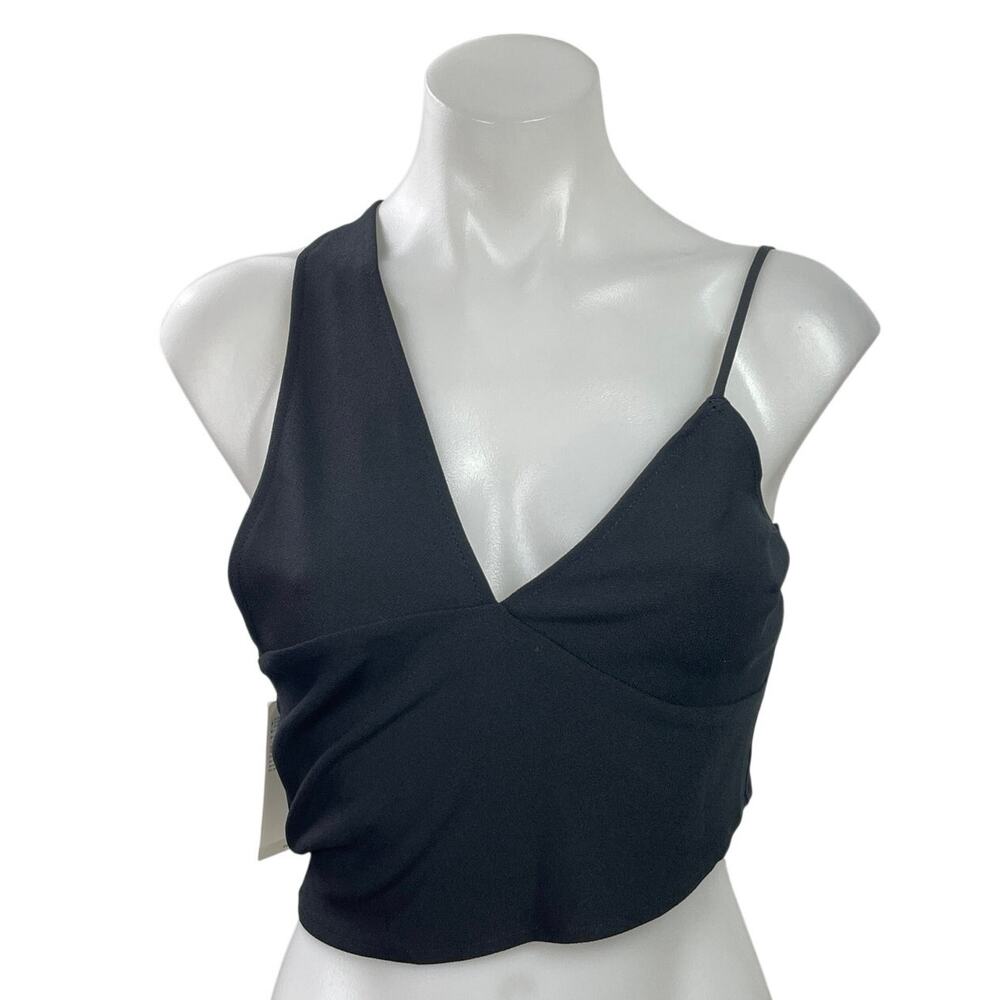 NEW Abercrombie & Fitch Women Black Sleeveless V Neck Cami Tank Crop Top Size S